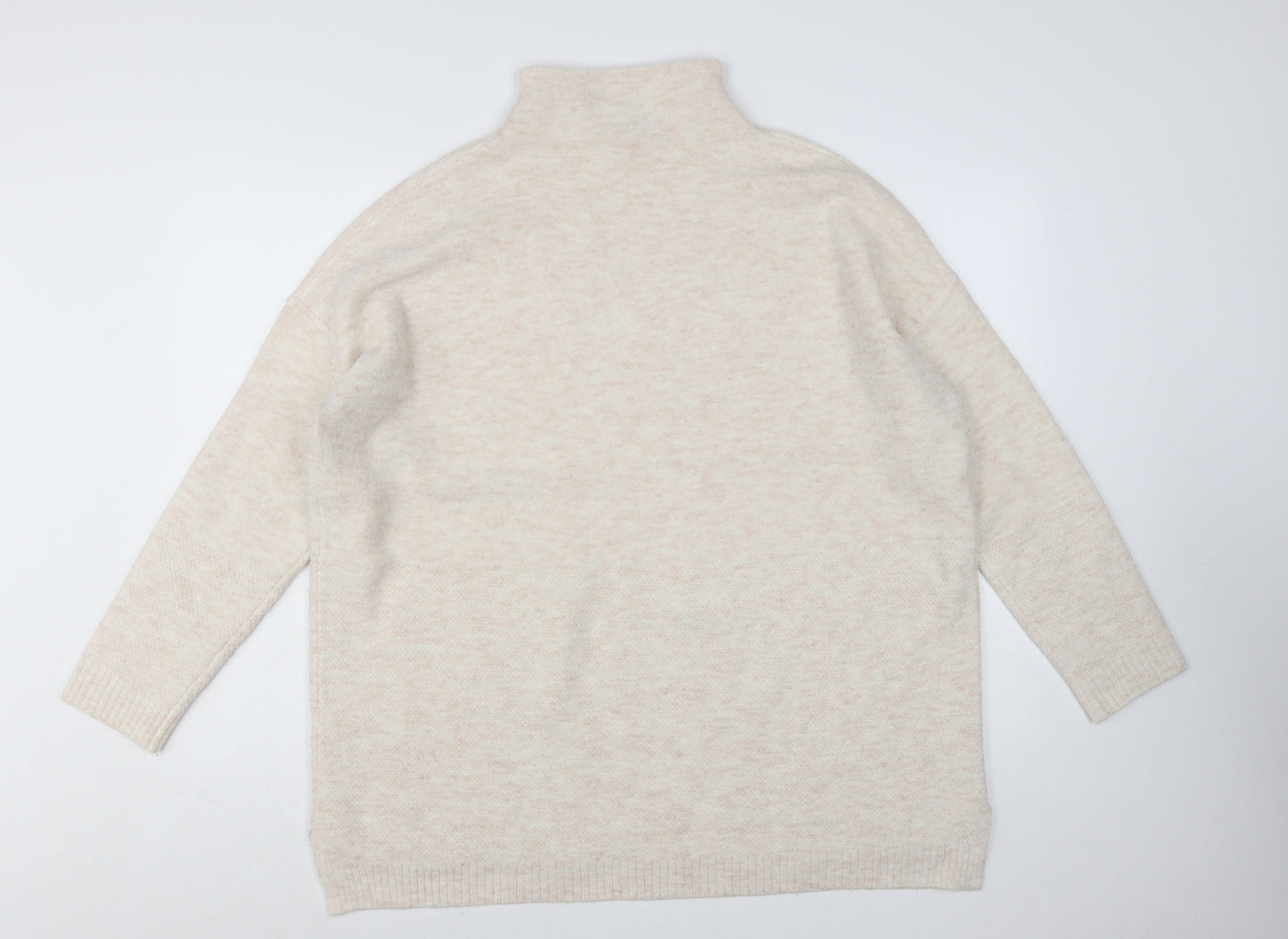 Joules Women Beige Mock Neck Long Sleeve Knit Jumper Size 16