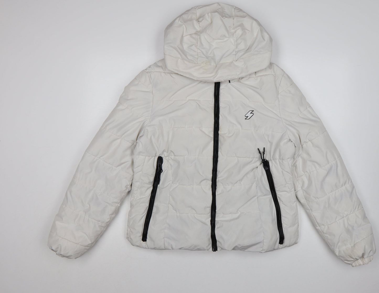 Superdry Women's White Hooded Puffer Jacket Size 14