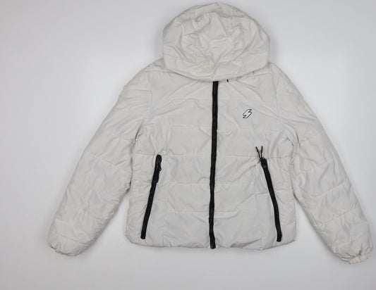 Superdry Women's White Hooded Puffer Jacket Size 14