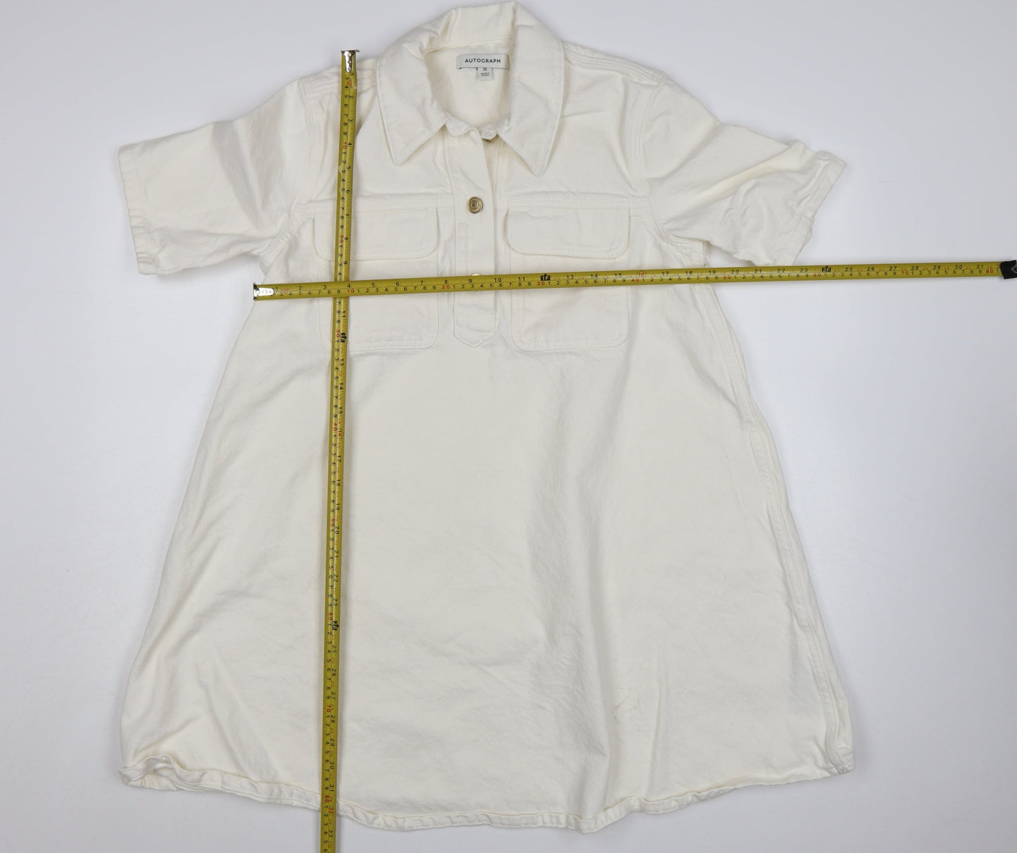 Marks and Spencer Women Ivory Short Sleeve Shirt Dress Size 10