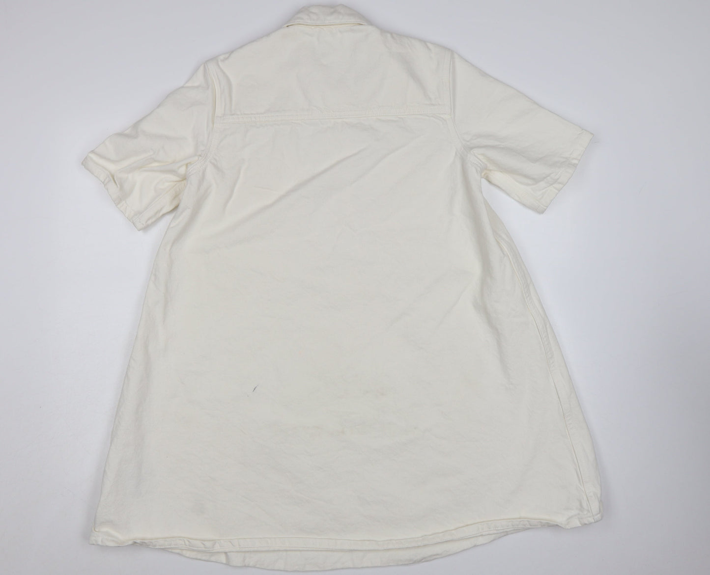 Marks and Spencer Women Ivory Short Sleeve Shirt Dress Size 10