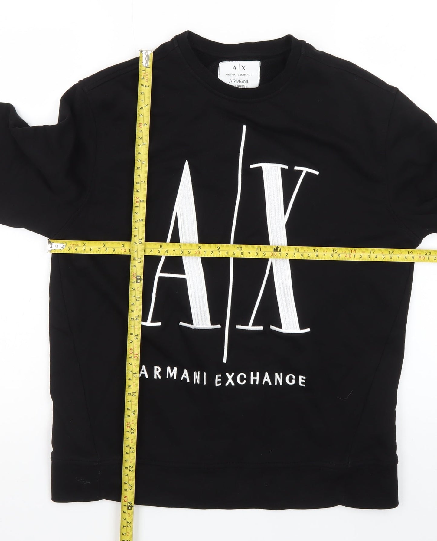 Armani Exchange Mens Black Small Pullover Sweatshirt with Logo Print