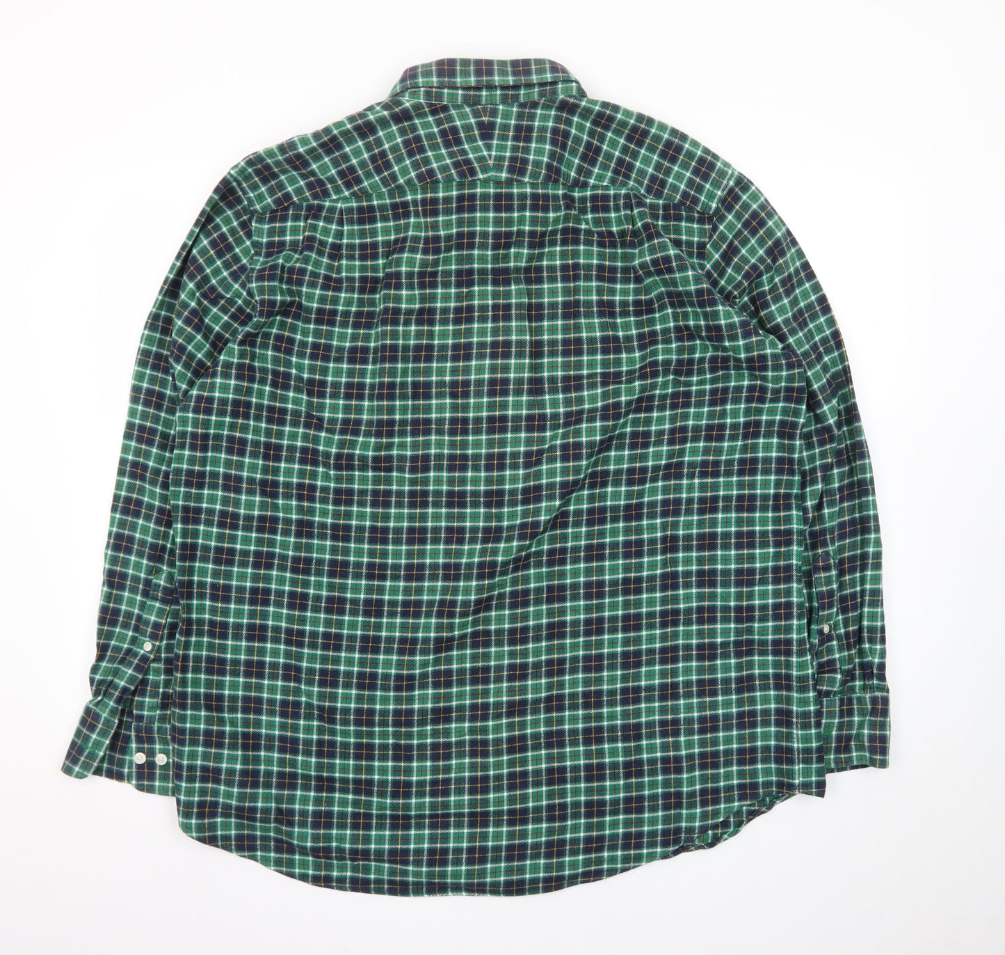 Charles Tyrwhitt Men's Green Check Brushed Cotton Classic Fit Shirt XL