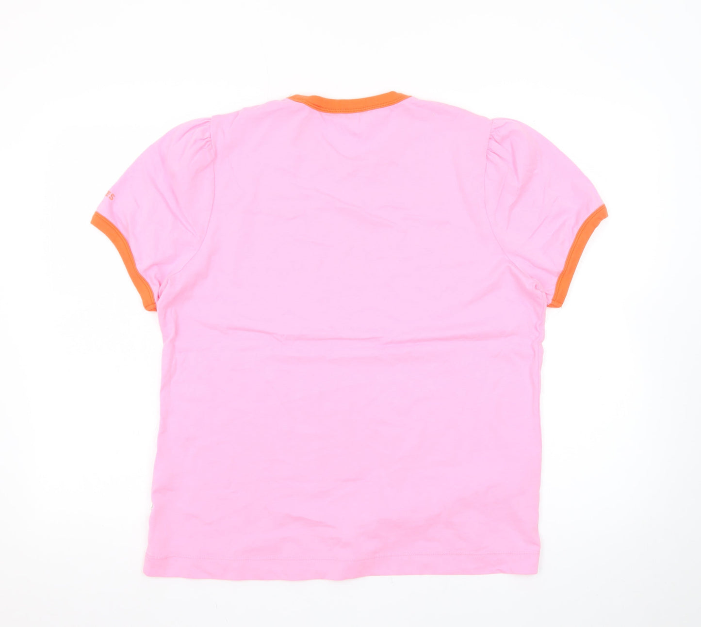Joules Women’s Pink Orange Ringer Cotton T-Shirt UK 16