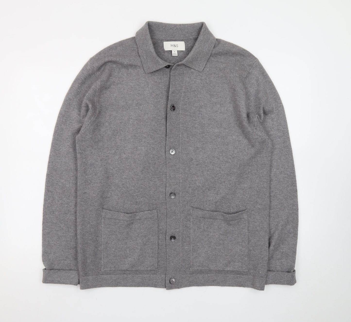 Marks and Spencer Men’s Grey Collared Button Cardigan M