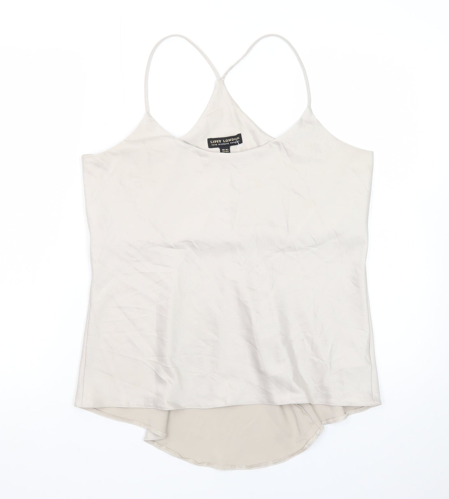 Lipsy London Women Beige Satin Camisole Top Size 14