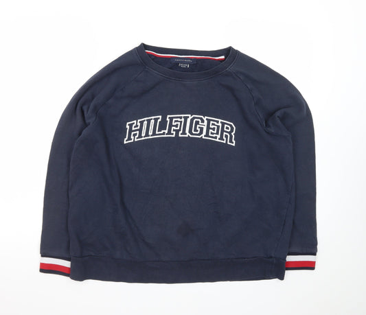 Tommy Hilfiger Men's Blue XL Pullover Sweatshirt Logo Crew Neck