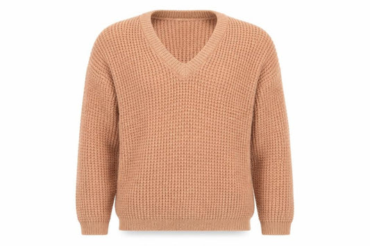Peter Werth Men's Beige Wool Chunky V-Neck Jumper Size M