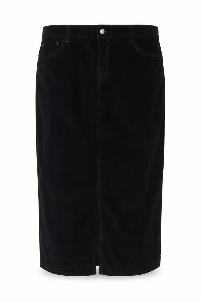 Sosandar Women's Black Velvet Midi Pencil Skirt Size 18