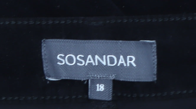Sosandar Women's Black Velvet Midi Pencil Skirt Size 18