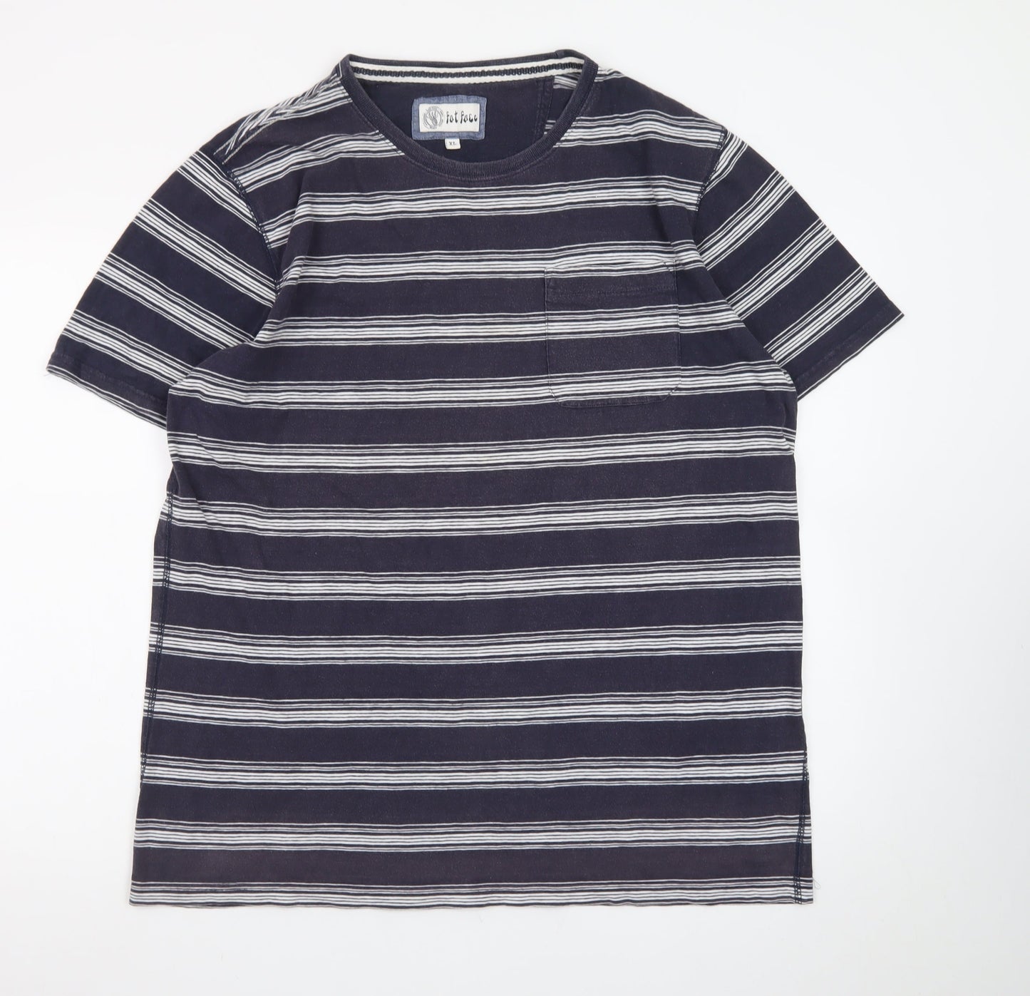 Fat Face Men's Navy Striped Cotton T-Shirt XL Classic Fit