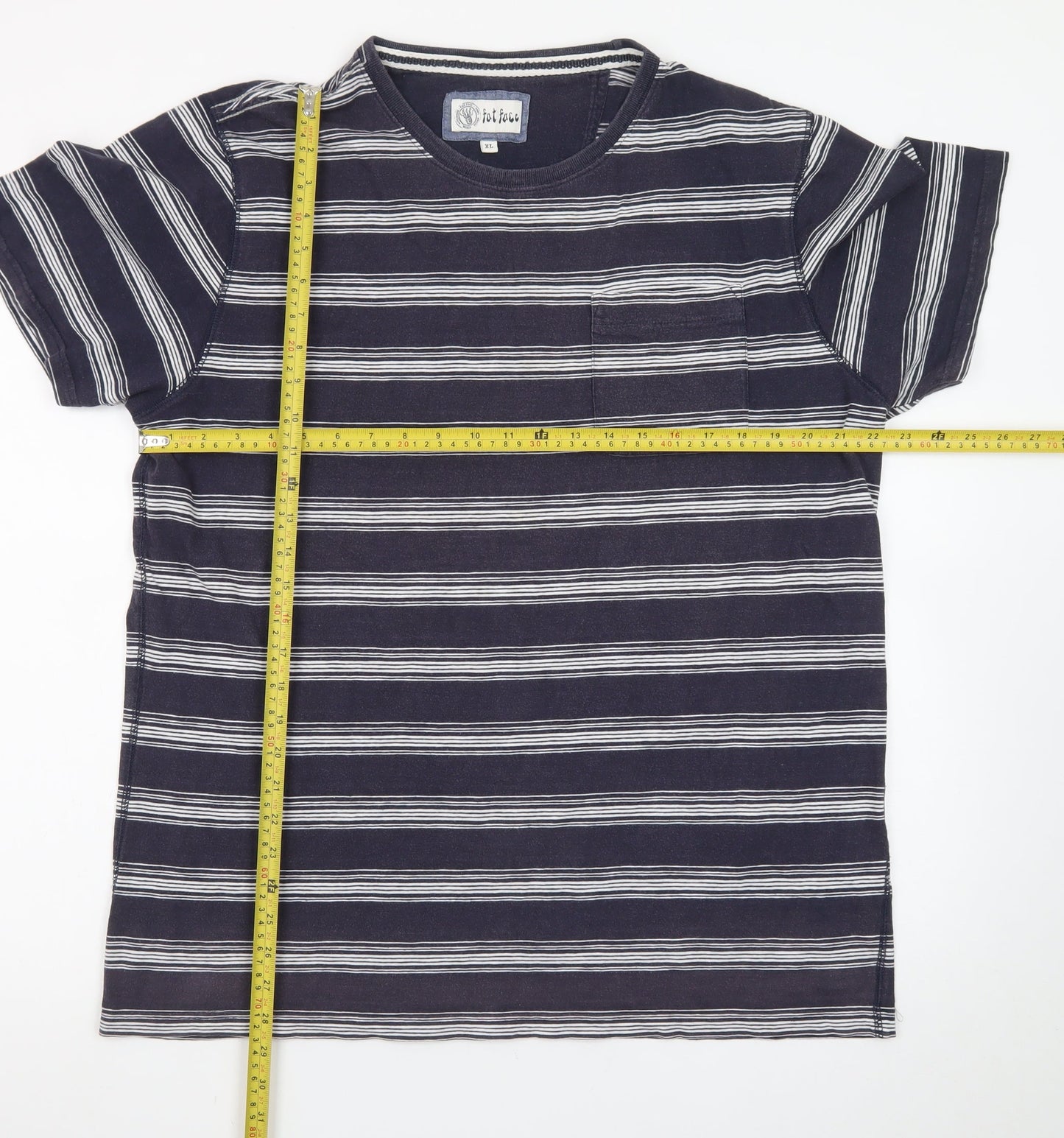 Fat Face Men's Navy Striped Cotton T-Shirt XL Classic Fit