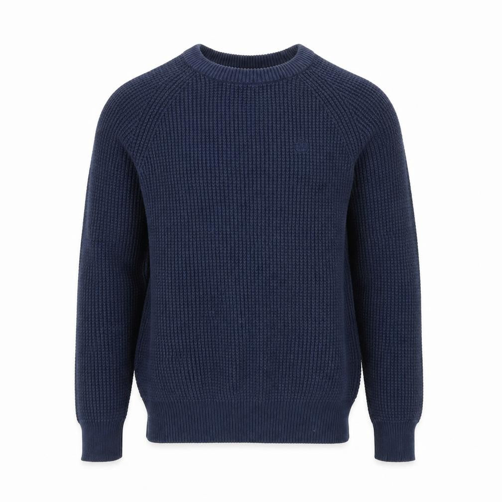 Duck and Cover Men's Blue Cotton Waffle-Knit Crew Neck Jumper Size M