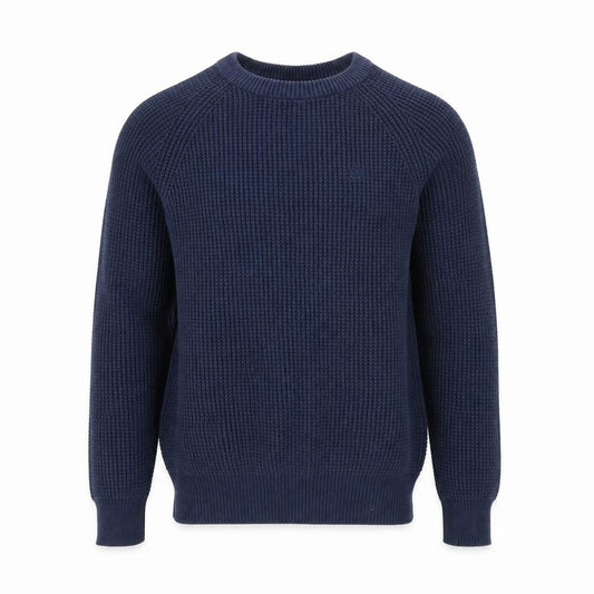 Duck and Cover Men's Blue Cotton Waffle-Knit Crew Neck Jumper Size M