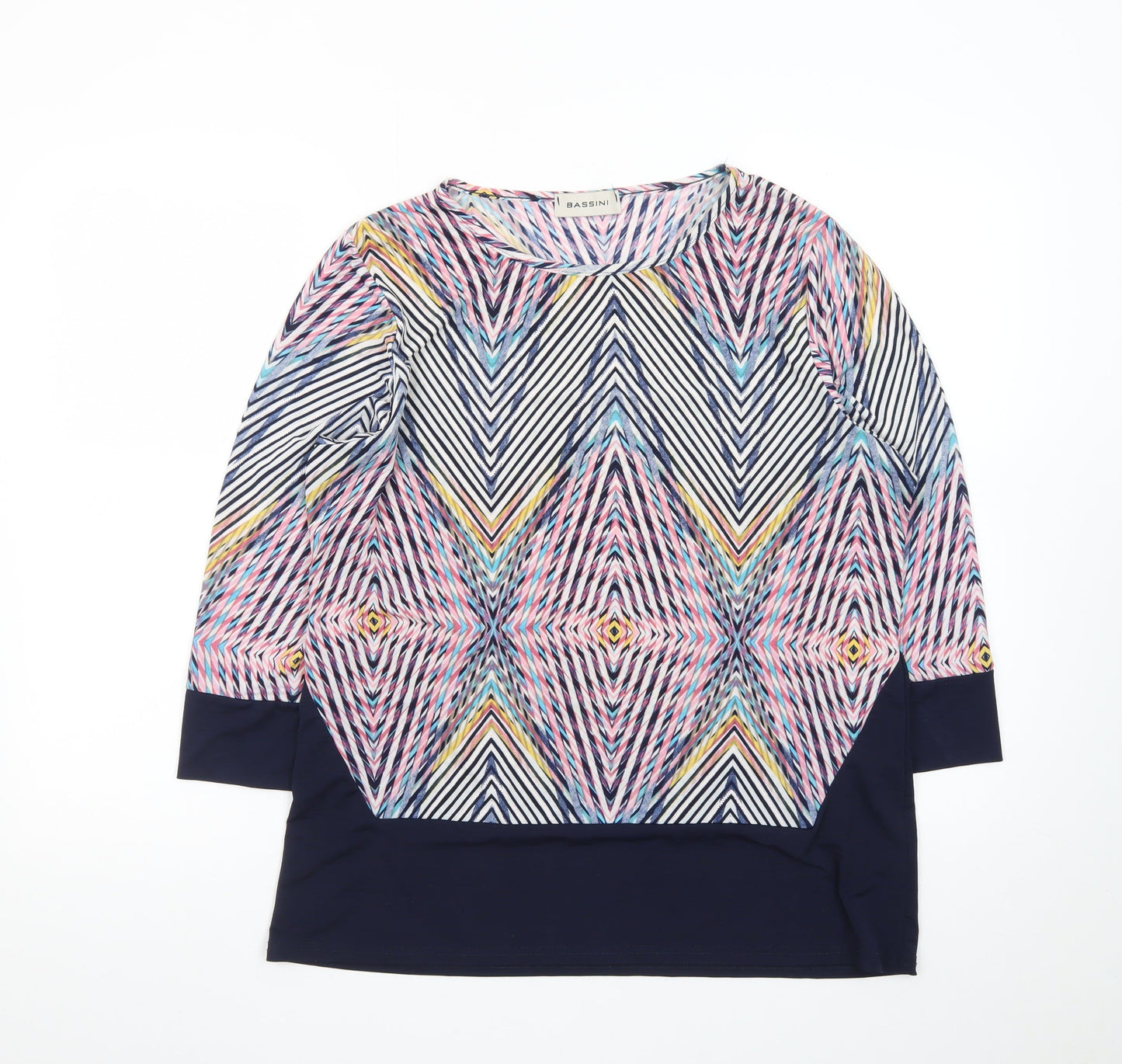 Bassini Women’s Multicoloured Geometric Tunic Top Size 18 3/4 Sleeve
