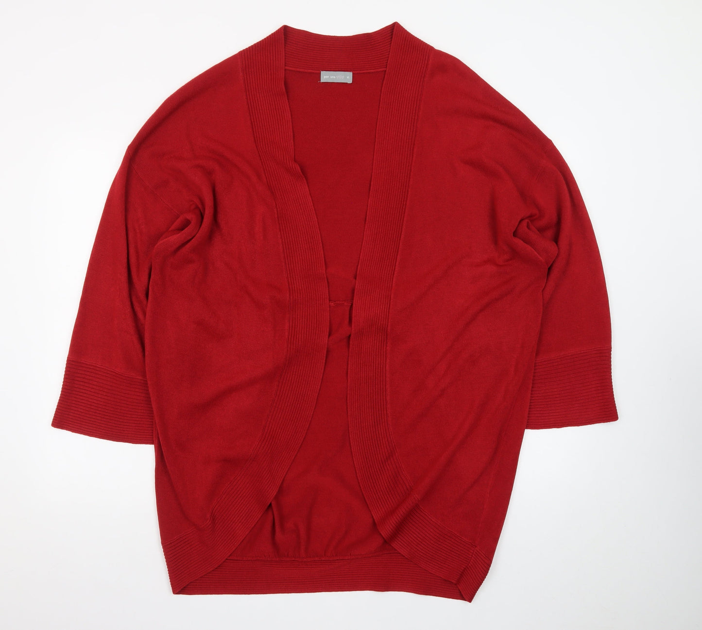 Marks and Spencer Women Red Knit Cardigan XL Relaxed Fit Open Front