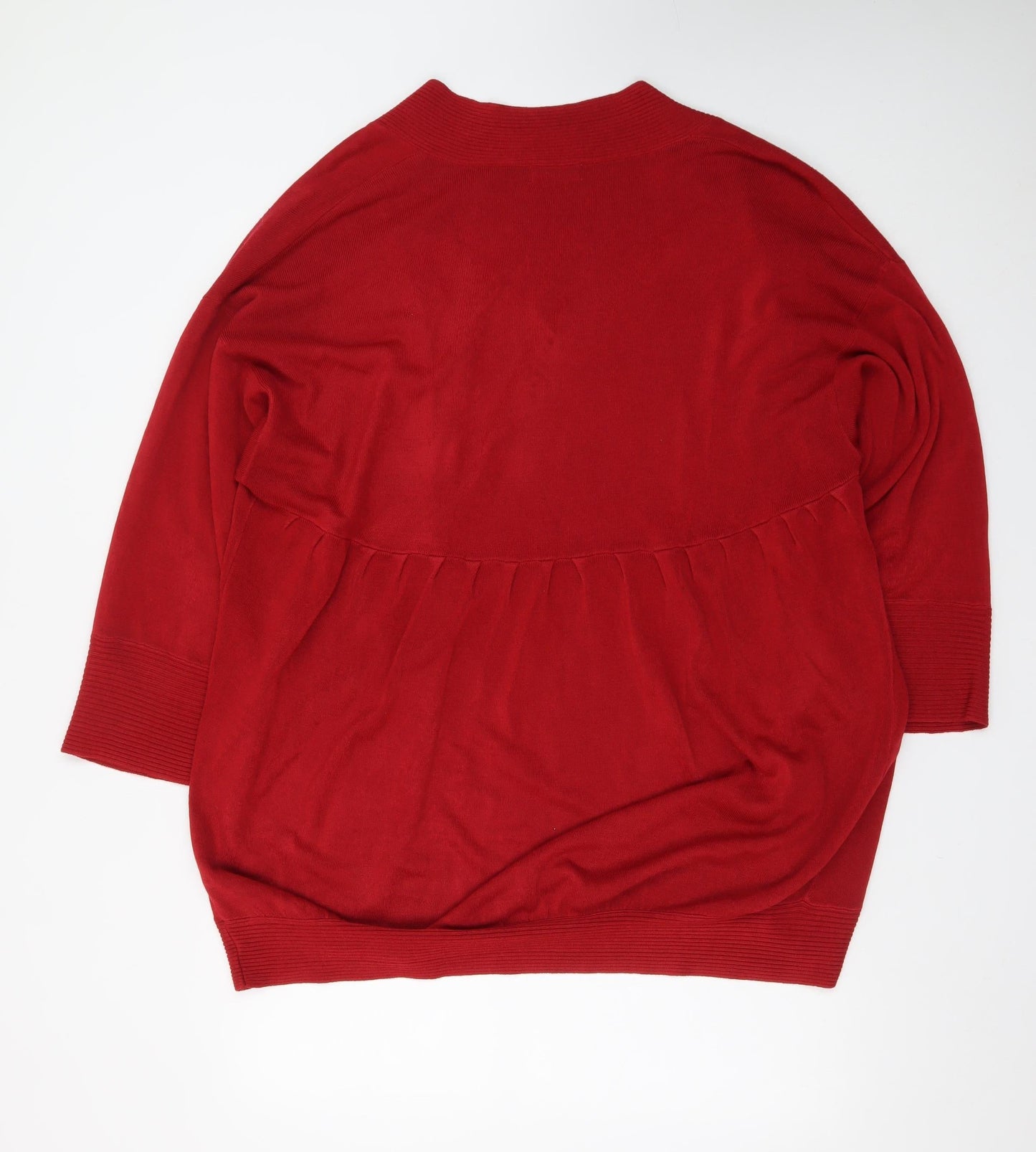 Marks and Spencer Women Red Knit Cardigan XL Relaxed Fit Open Front