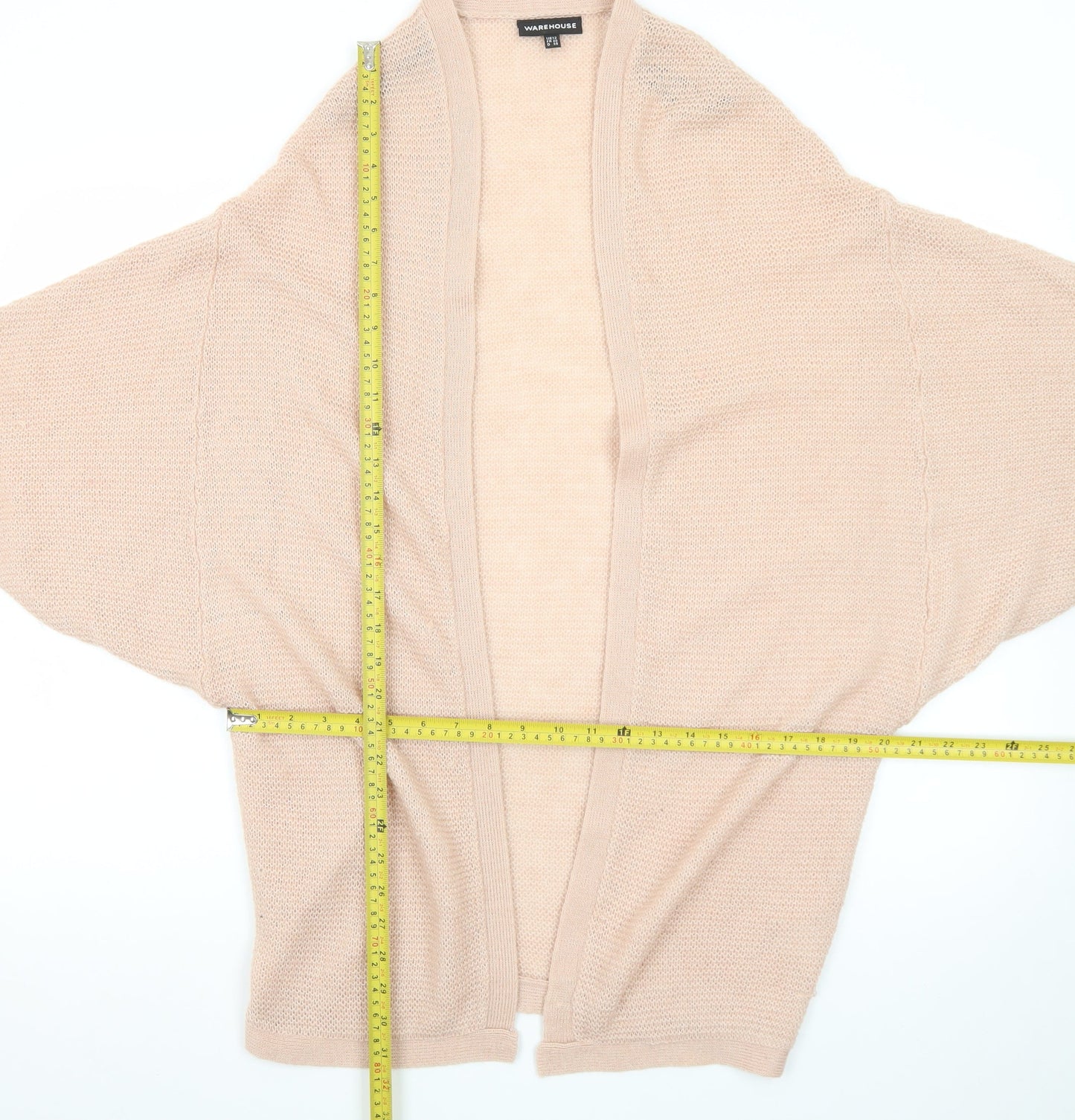 Warehouse Women’s Beige Open Knit 3/4 Sleeve Cardigan UK 12