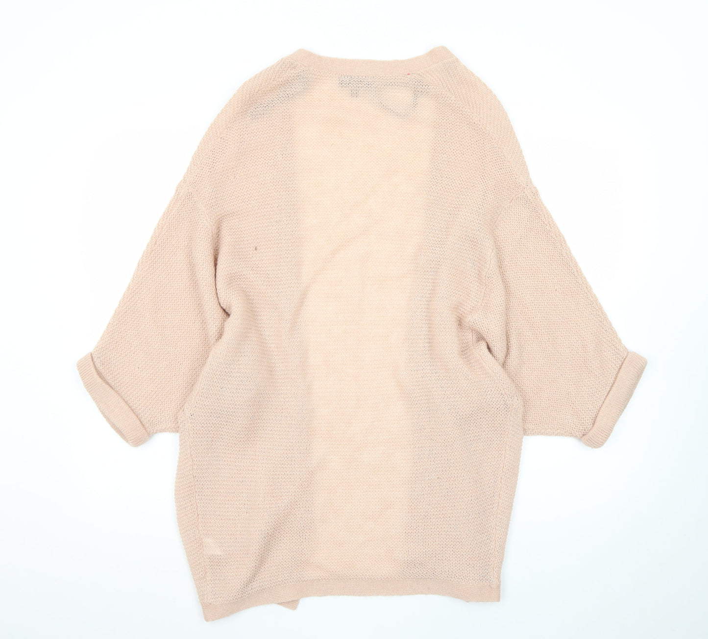 Warehouse Women’s Beige Open Knit 3/4 Sleeve Cardigan UK 12