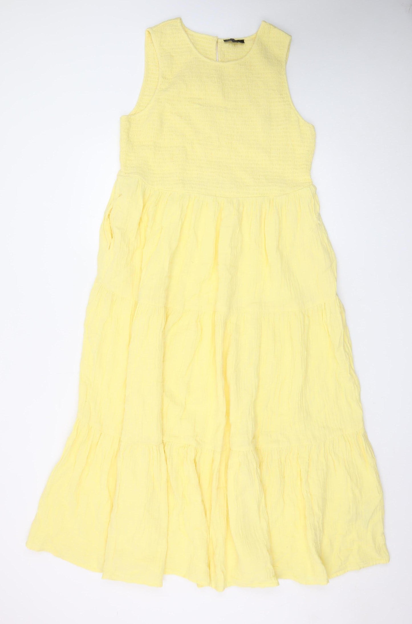 Nobody's Child Women's Yellow Cotton Sleeveless A-Line Midi Dress Size 18
