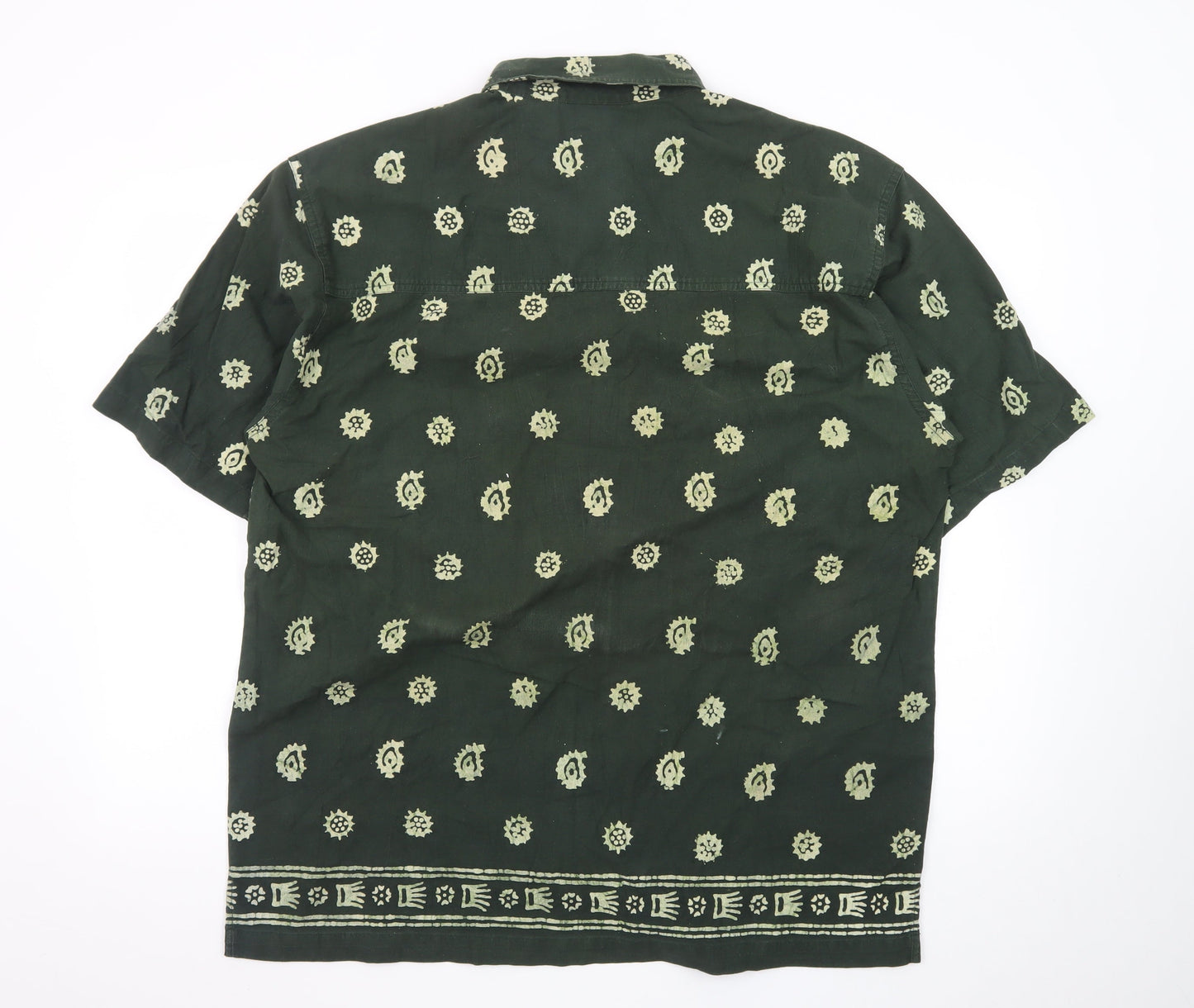 Fabiani Exclusive Men's Green Paisley Cotton Short Sleeve XL Shirt