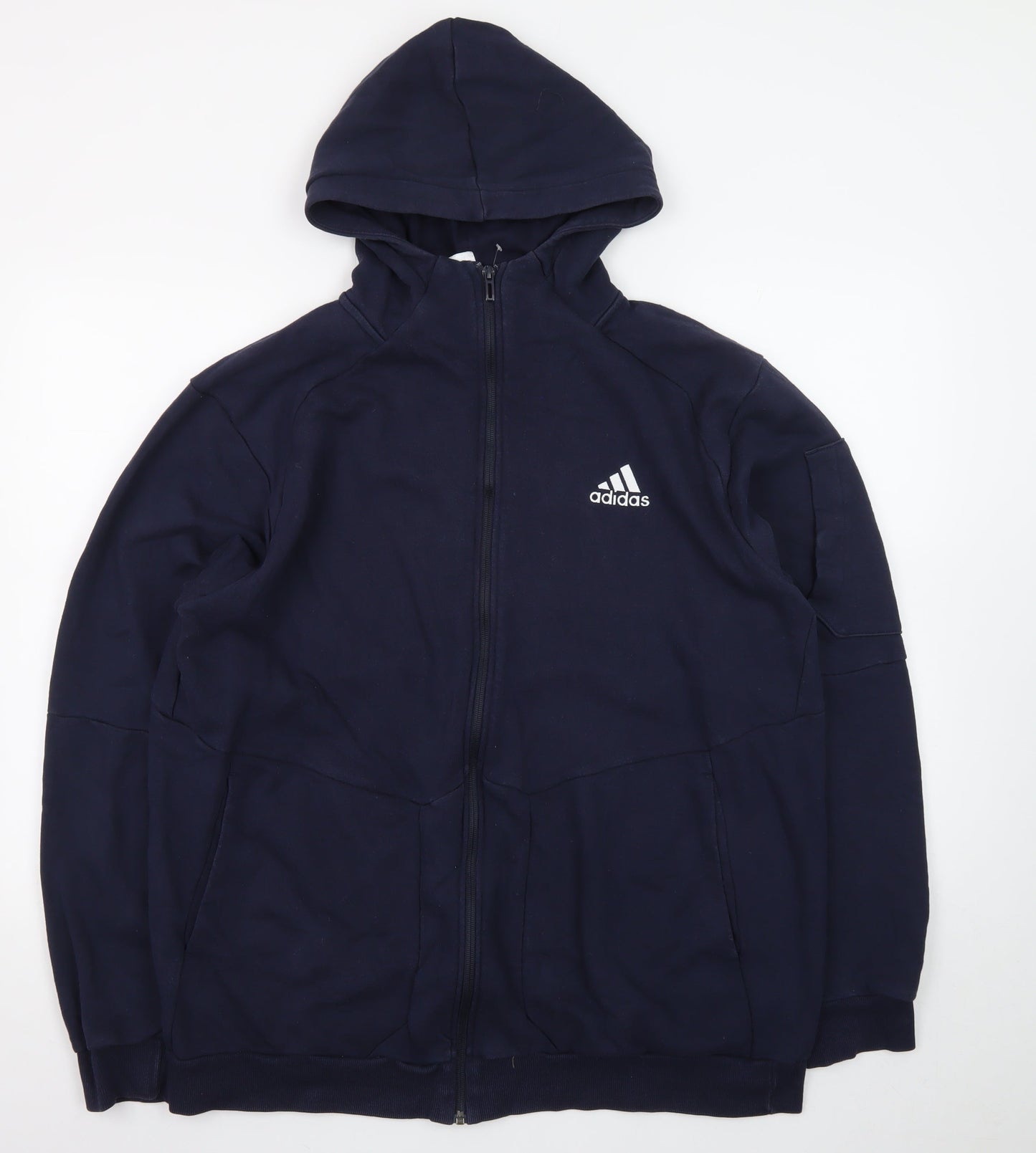 Adidas Men's Blue XL Full Zip Fleece Hoodie