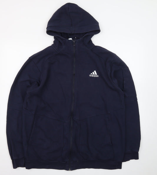 Adidas Men's Blue XL Full Zip Fleece Hoodie