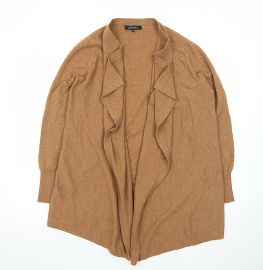 Jaeger Women Brown Wool Cashmere Long Sleeve Open Cardigan M
