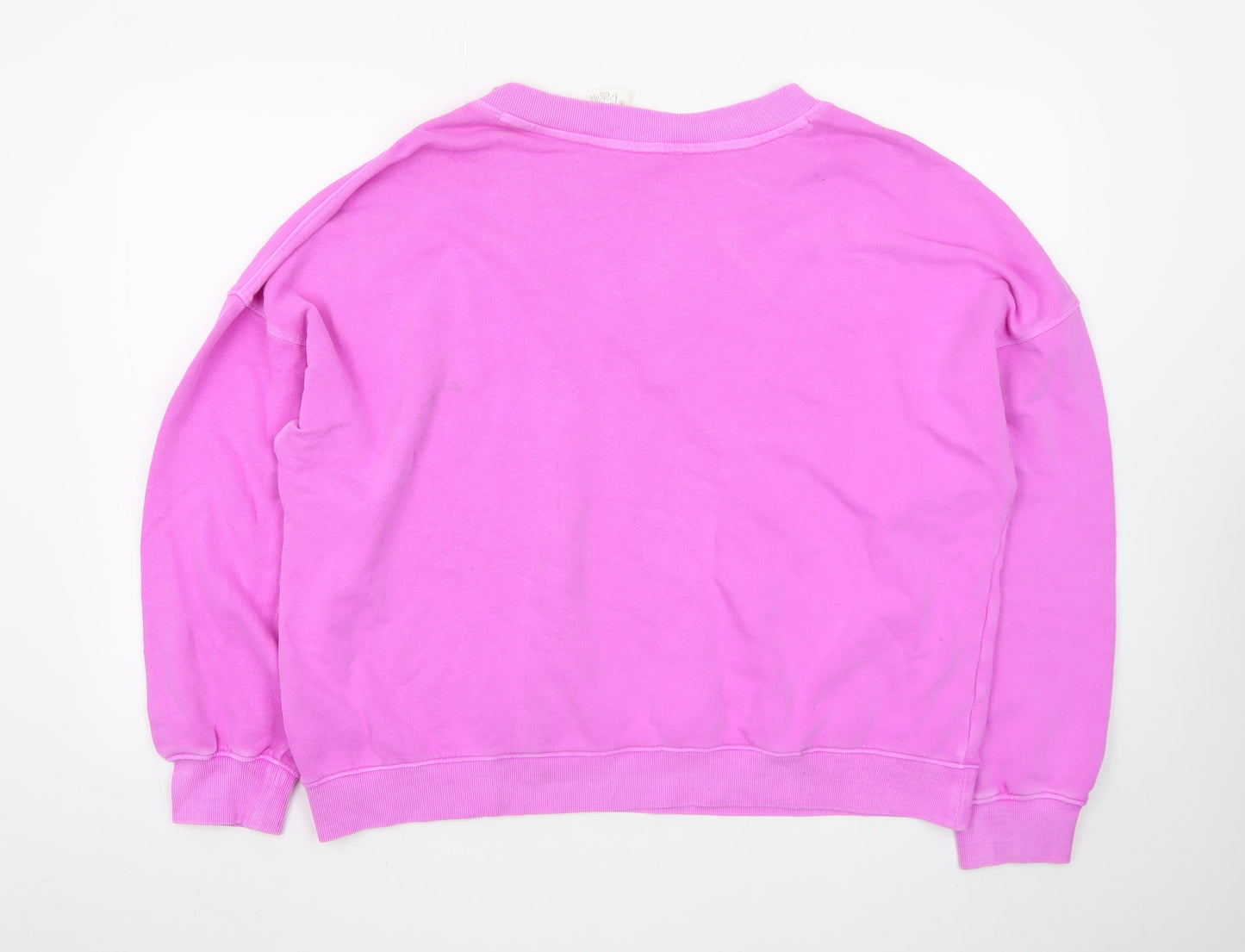 Boutique Women Pink V-Neck Cotton Relaxed Fit Jumper Size M