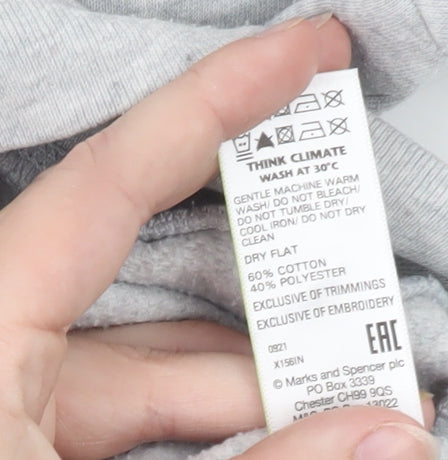 Marks and Spencer Women's Grey Size 12 Cotton Blend Pullover Sweatshirt