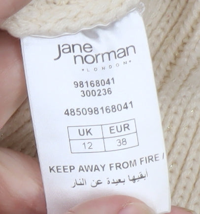 Jane Norman Women's Ivory Cable-Knit Short Sleeve Pullover Jumper Size 12