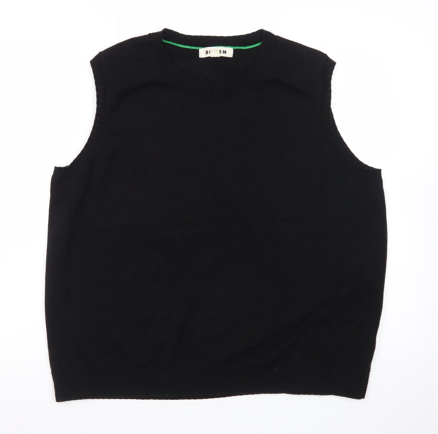 Boden Men Black XL Sleeveless Knit Vest Jumper Cotton Blend