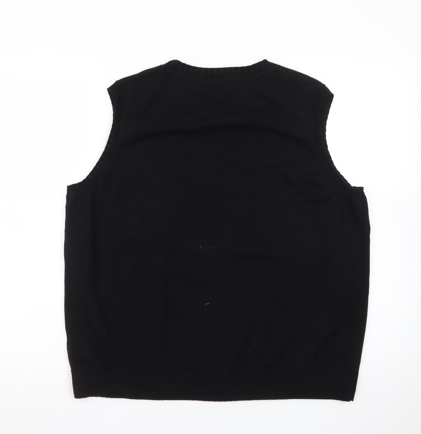 Boden Men Black XL Sleeveless Knit Vest Jumper Cotton Blend