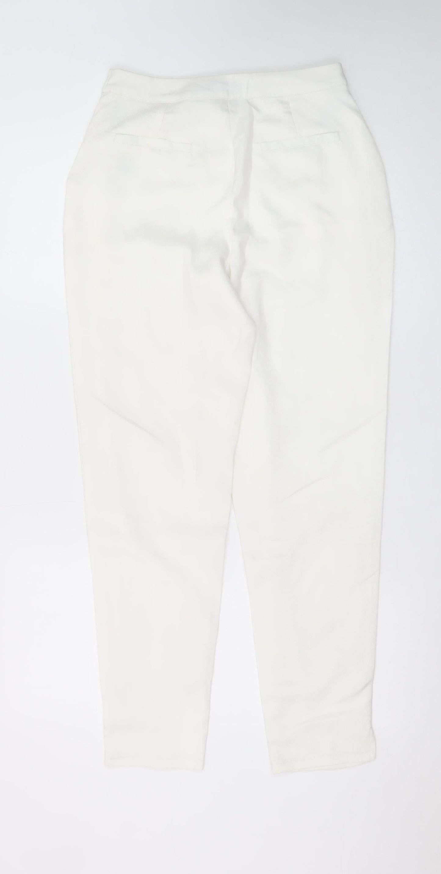 Motel Womens White Size 6 Tapered Stretch Cotton Trousers