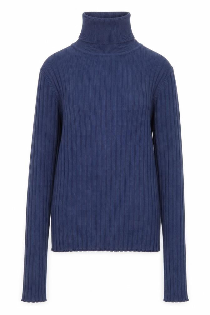 Collusion Women's Blue Roll Neck Ribbed Jumper Size 8