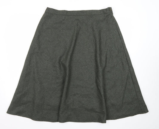 Country Collection Womens Green Wool A-Line Midi Skirt Size 18