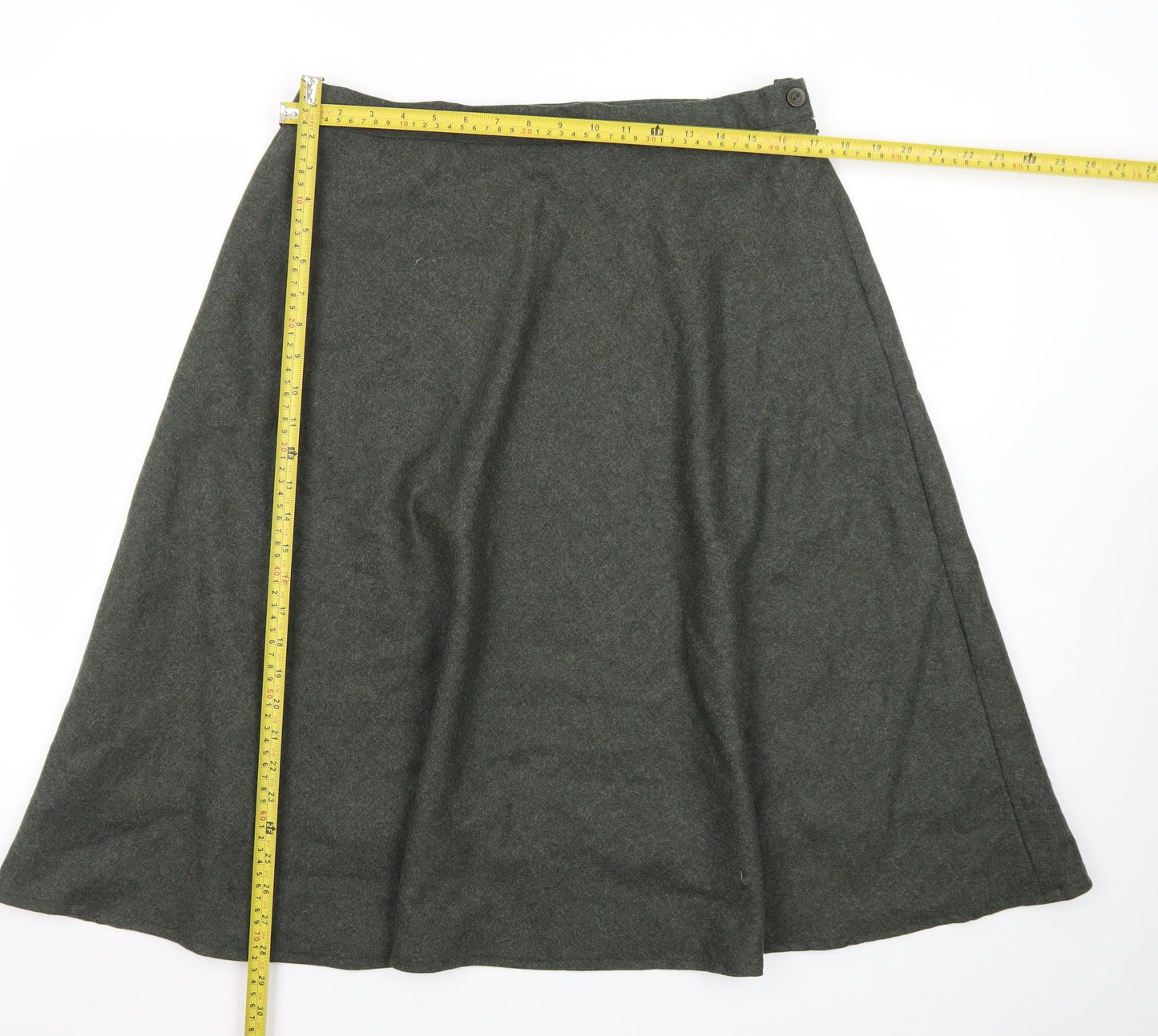 Country Collection Womens Green Wool A-Line Midi Skirt Size 18