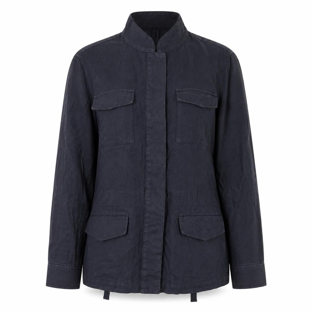 Hobbs Women Blue Linen Single-Breasted Blazer Jacket UK 10