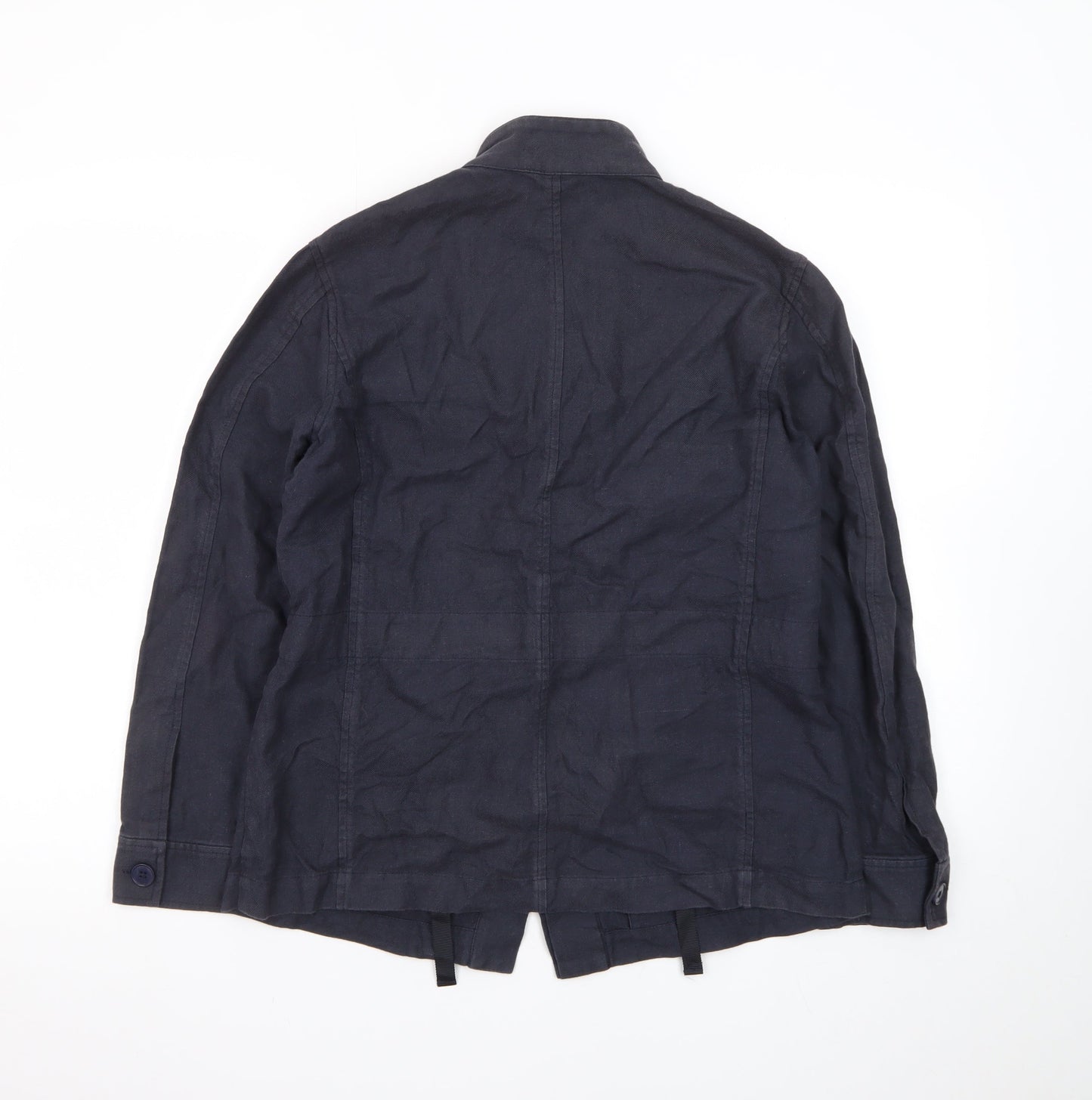 Hobbs Women Blue Linen Single-Breasted Blazer Jacket UK 10