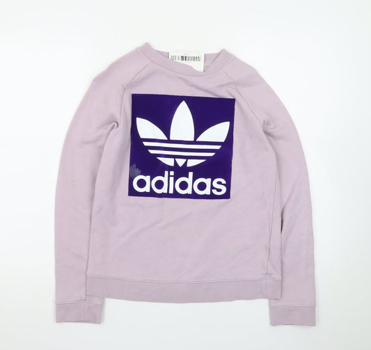 Adidas Womens Lilac Sweatshirt Size 10 Purple Trefoil Logo Pullover
