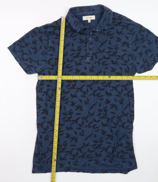 River Island Men's Blue Floral Print Polo Shirt XS