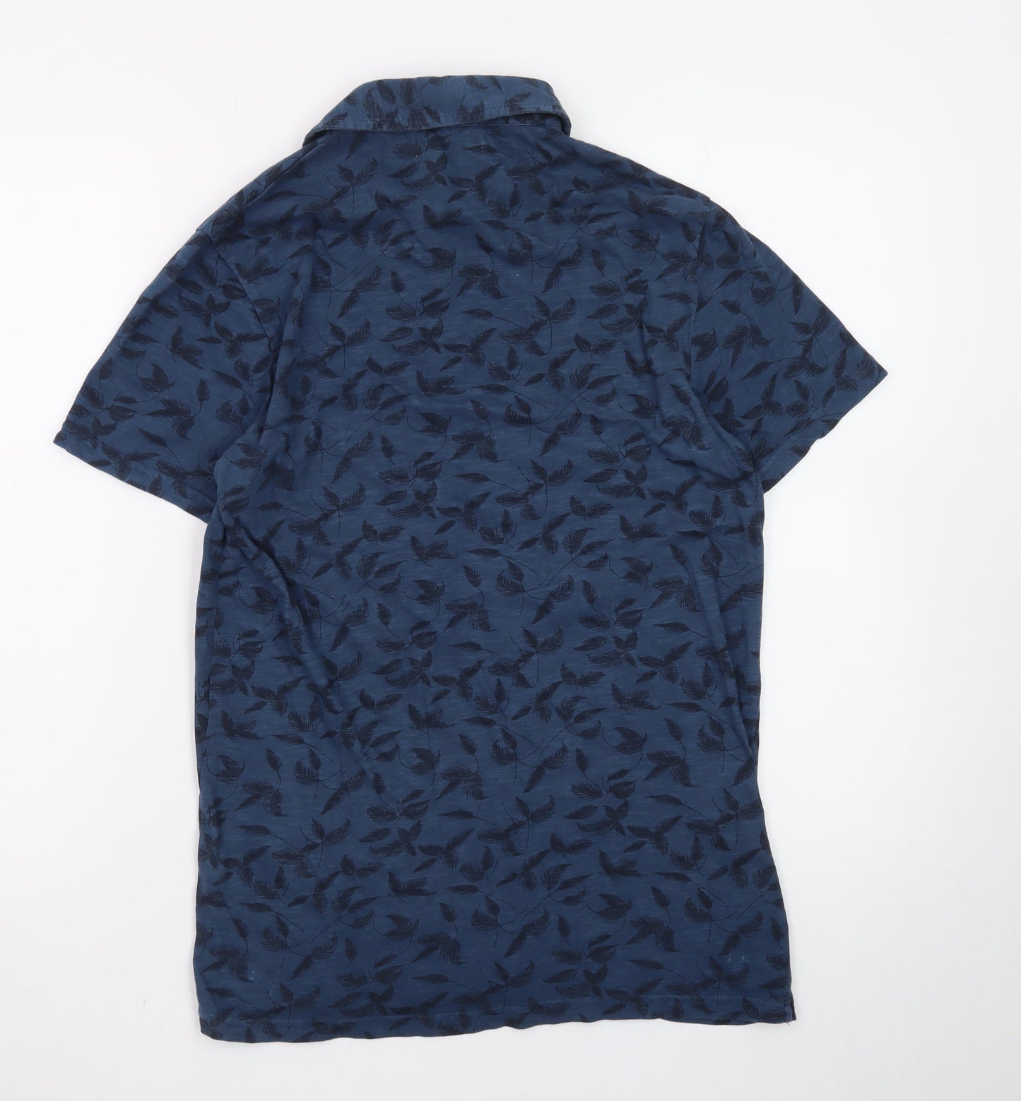 River Island Men's Blue Floral Print Polo Shirt XS