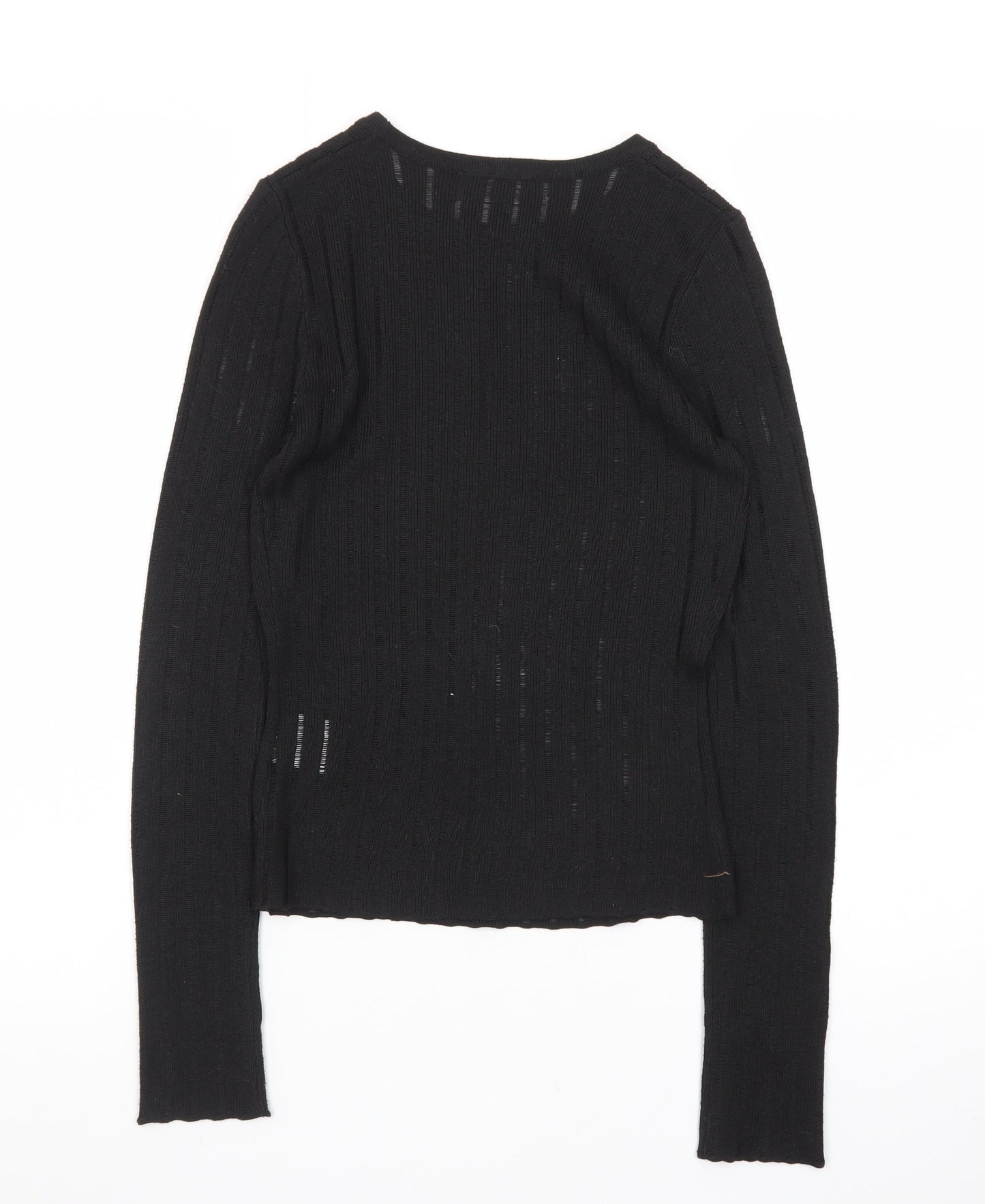 White Fox Women's Black XS Slim Fit Knit Long Sleeve Top