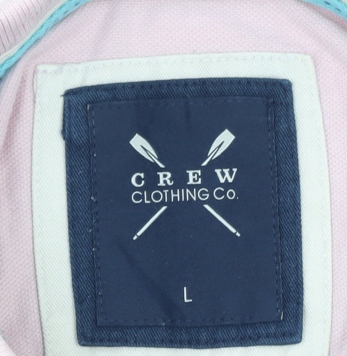Crew Clothing Co. Men's Pink Cotton Polo Shirt Size L Classic Fit