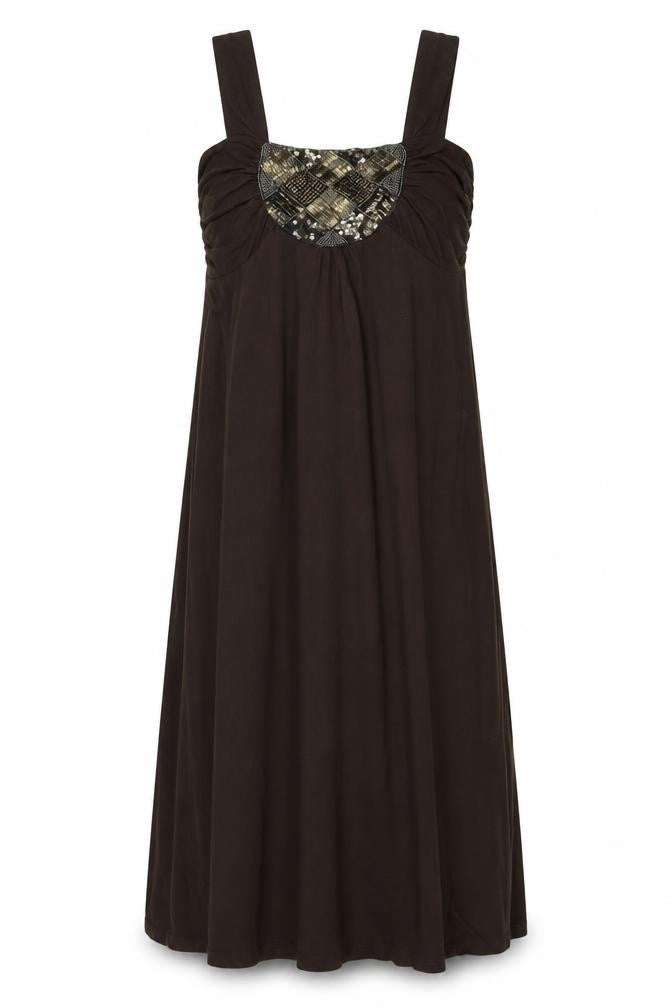BHS Women’s Petite Brown Sequin A-Line Sleeveless Dress Size 10