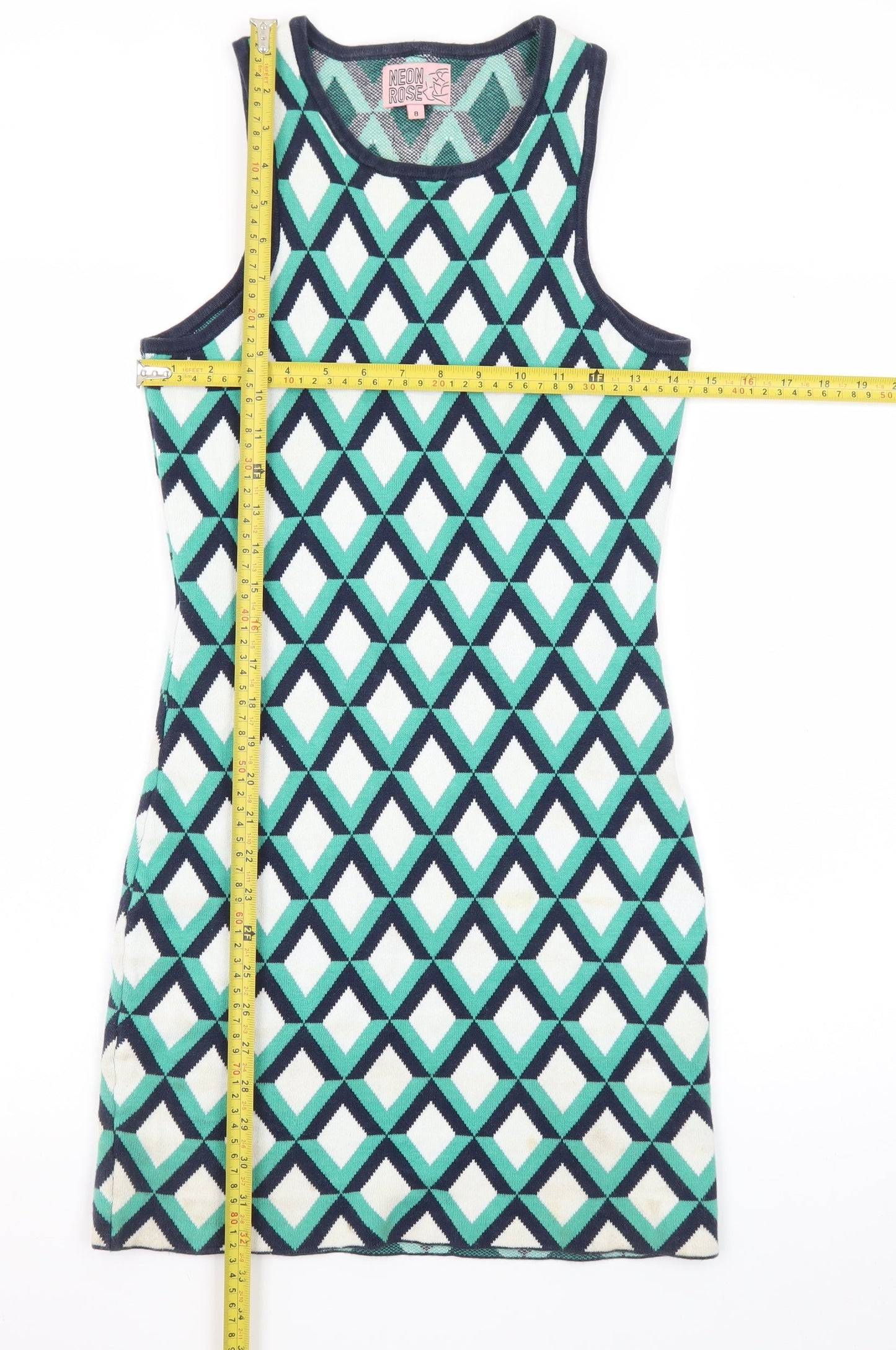 Neon Rose Womens Multicoloured Geometric Bodycon Dress Size 8