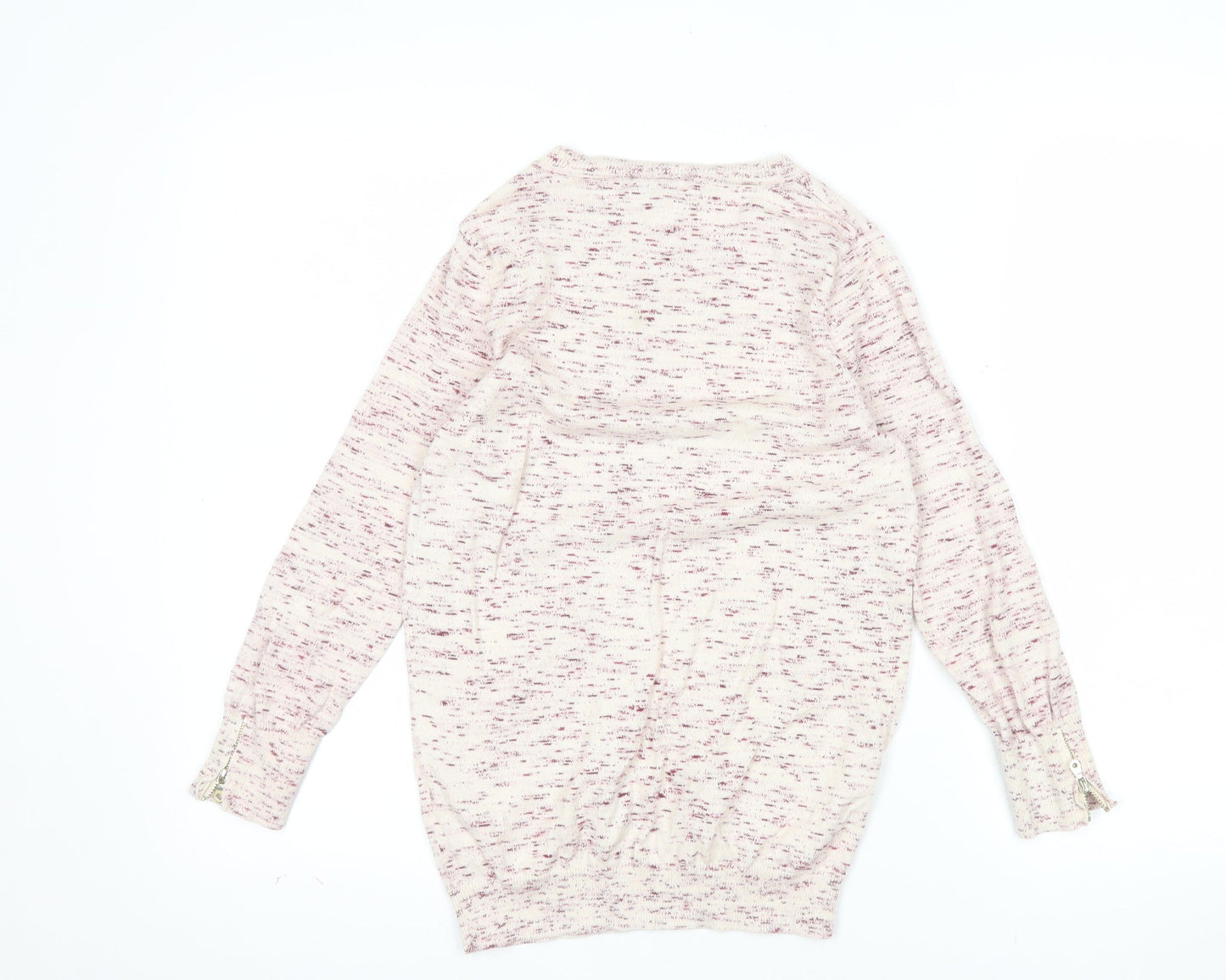 Warehouse Women Beige Cotton Knit Long Sleeve Pullover Jumper UK 8