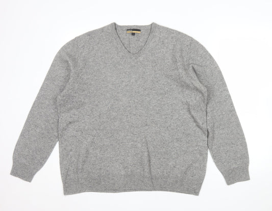 Marks and Spencer Men’s Grey XL Pure Cashmere V-Neck Jumper