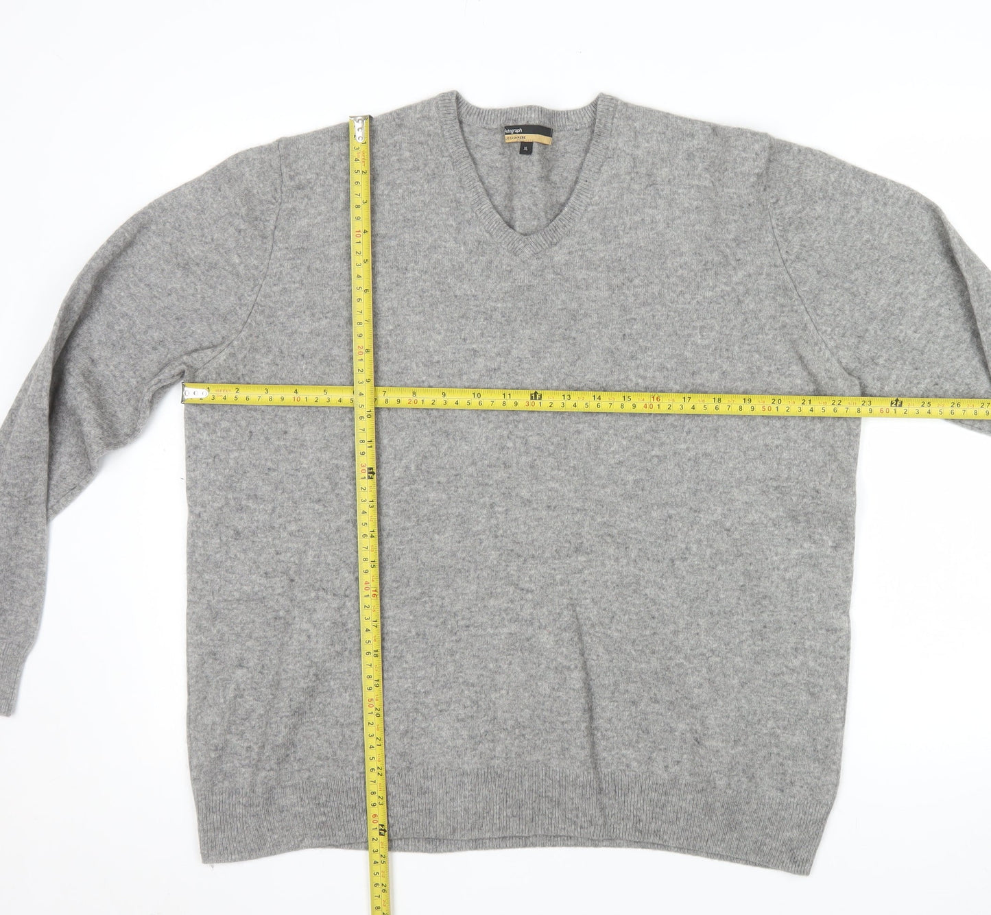 Marks and Spencer Men’s Grey XL Pure Cashmere V-Neck Jumper