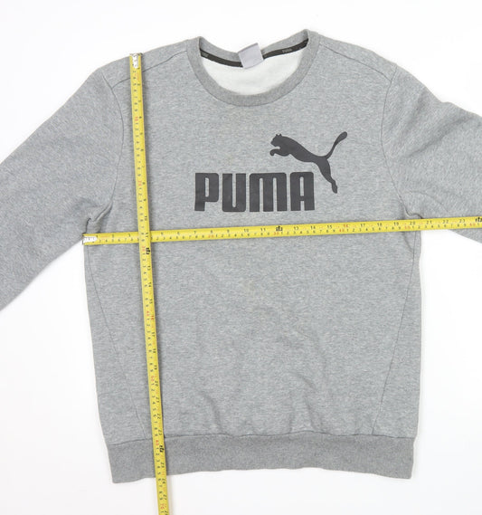 Puma Men's Grey Crew Neck Pullover Logo Sweatshirt Size M